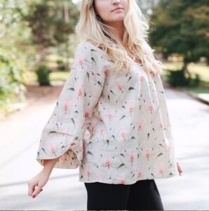 Anthropologie HD in Paris Sketched Rosemallow Floral Top Size 2